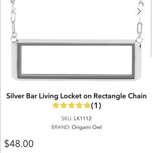 Origami Owl Silver Bar Living Rectangle Locket